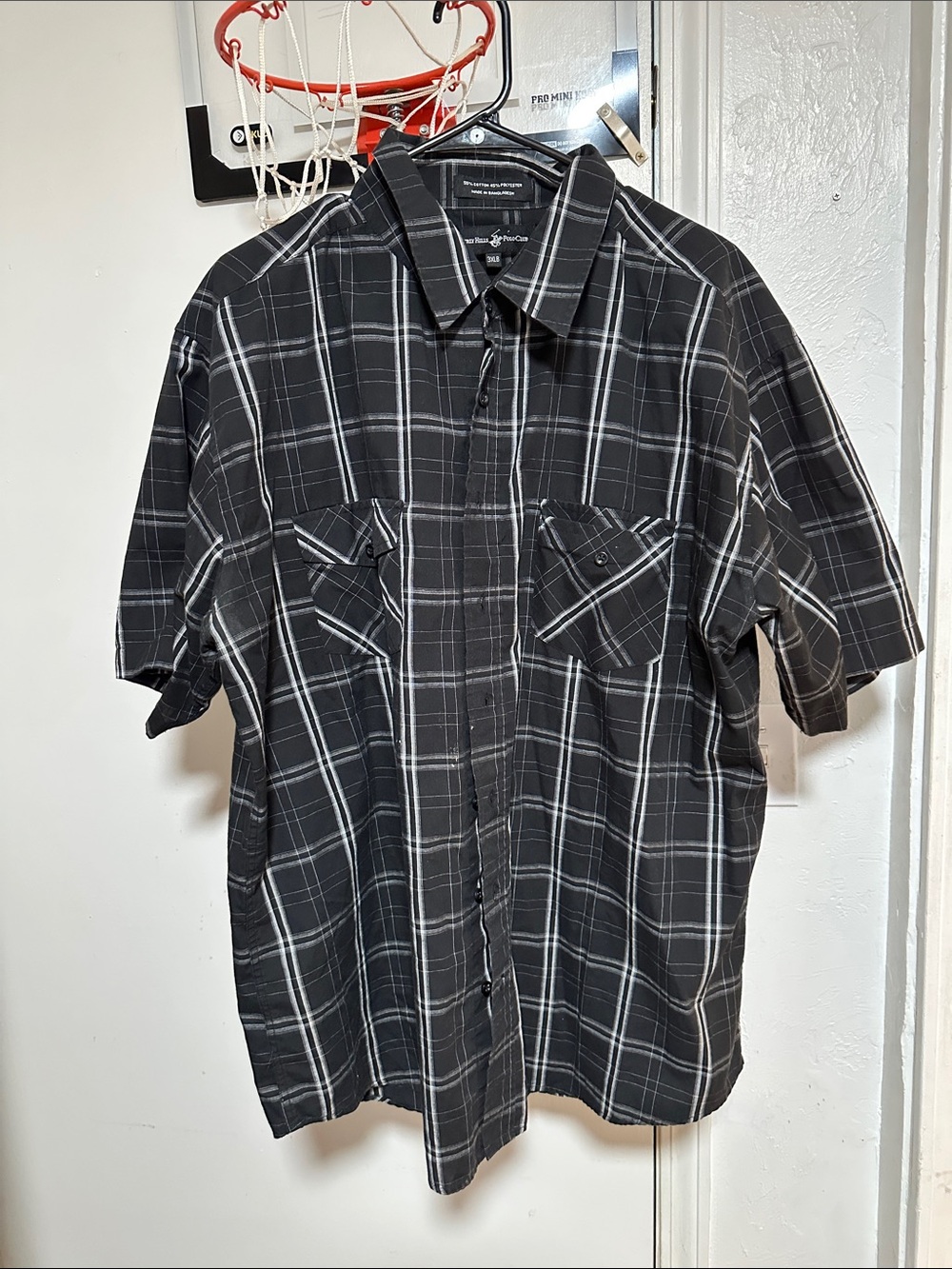 Beverly Hills Polo Club Black Plaid Short-Sleeve Button-Down Shirt